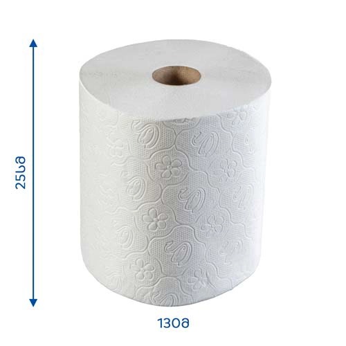 ლაზერის ხელსახოცი რულონი 2-ფენიანი 25სმ*130მ 1*6ც